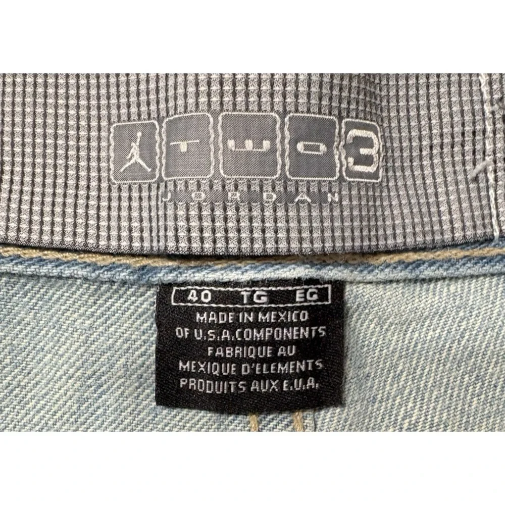 VTG Y2K Jordan Two3 Mens 40 Baggy Denim Jorts Light Wash Hip Hop Streetwear